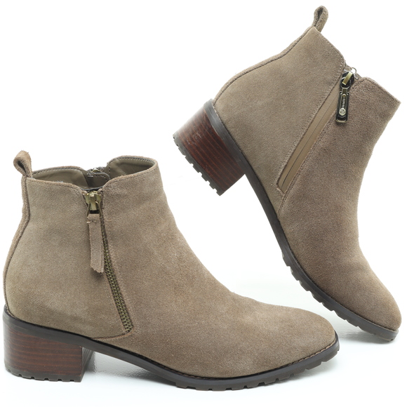 Blondo Shoes - Blondo Samara Waterproof Suede Leather Ankle Boots Women 9.5 Gray/Brown